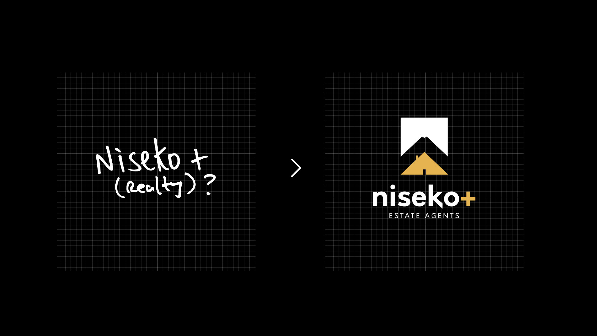 a brand and logo usually starts off with a simple idea before evolving into a beautiful and memorable logo mark as shown in this example for Niseko+ Estate Agents